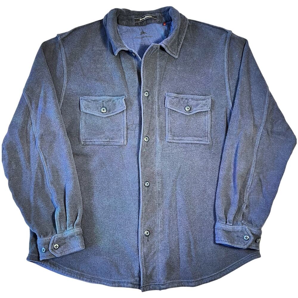 Tommy Bahama Large Blue Soft Heavy Cotton Button Down Shacket Long Sleeve Shirt